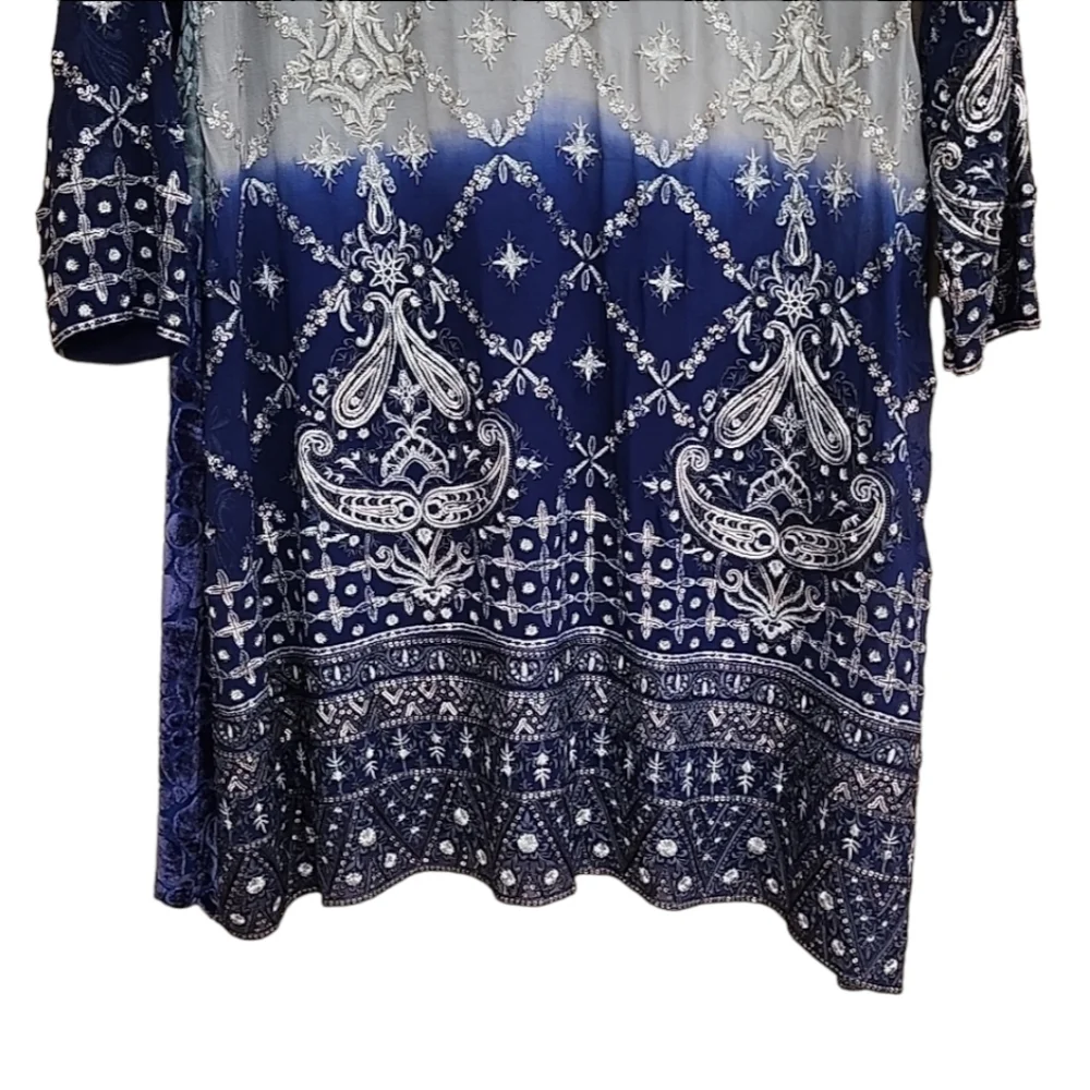 BOLLYWOOD Kurti Silk Dress Tunic L Embroidered DUBAI Custom Wedding Top Y2K - Picture 9 of 16